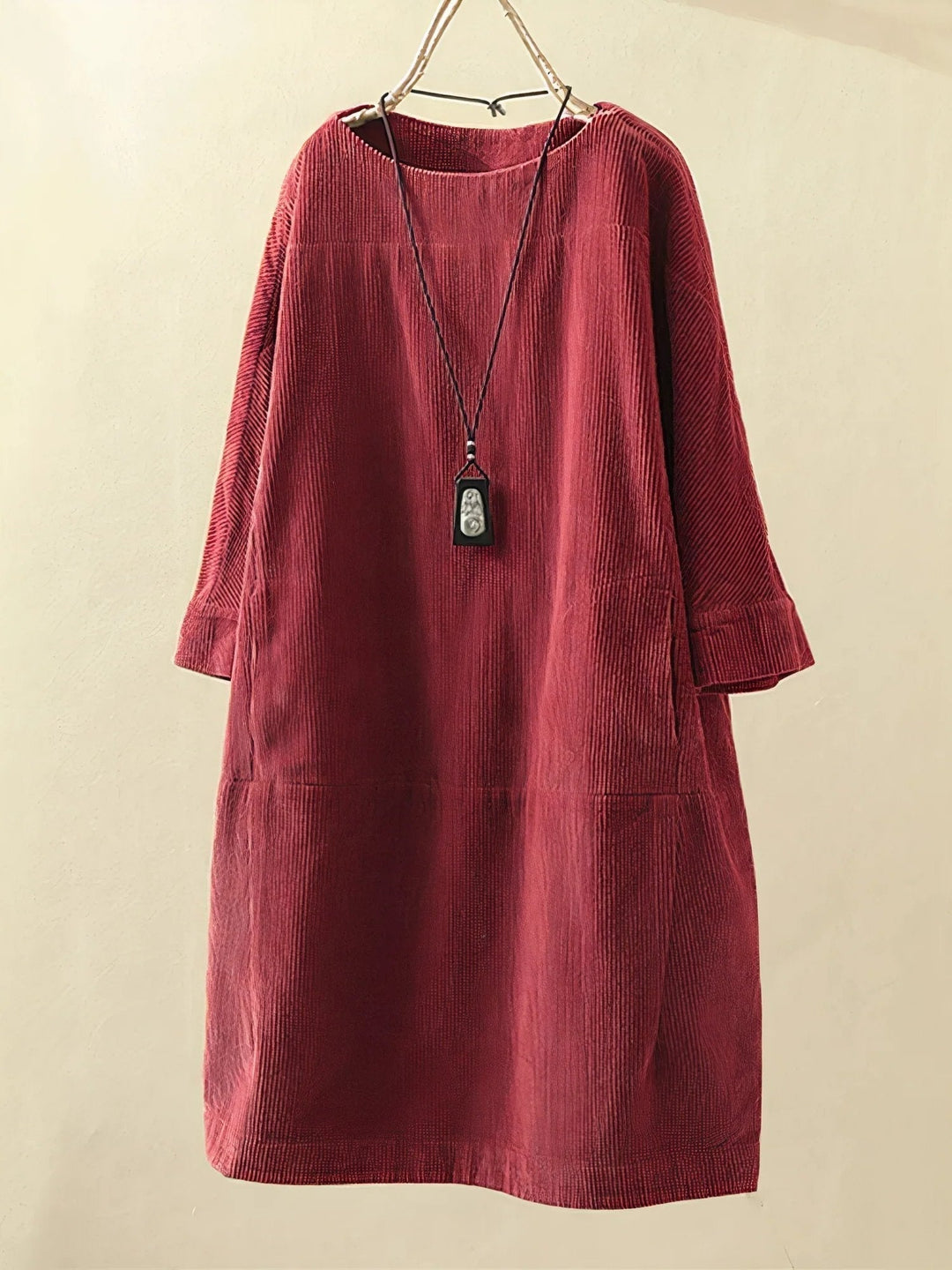 Comfortable women's dress, flattering silhouette and tummy coverage for curvy figures.