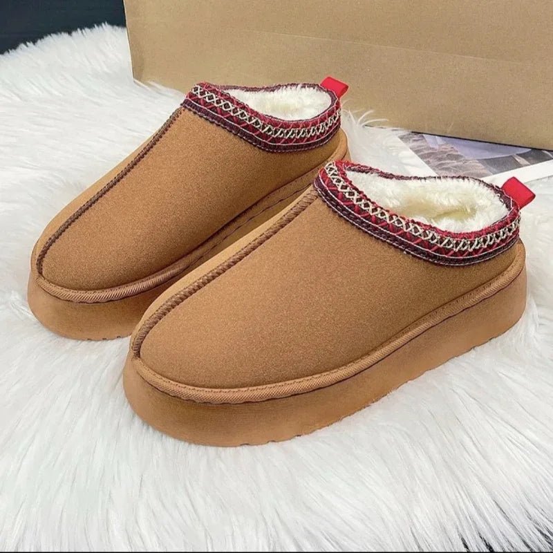 Plush fleece-lined women's slip-on mules offer ultimate comfort & warmth for cold weather and winter.