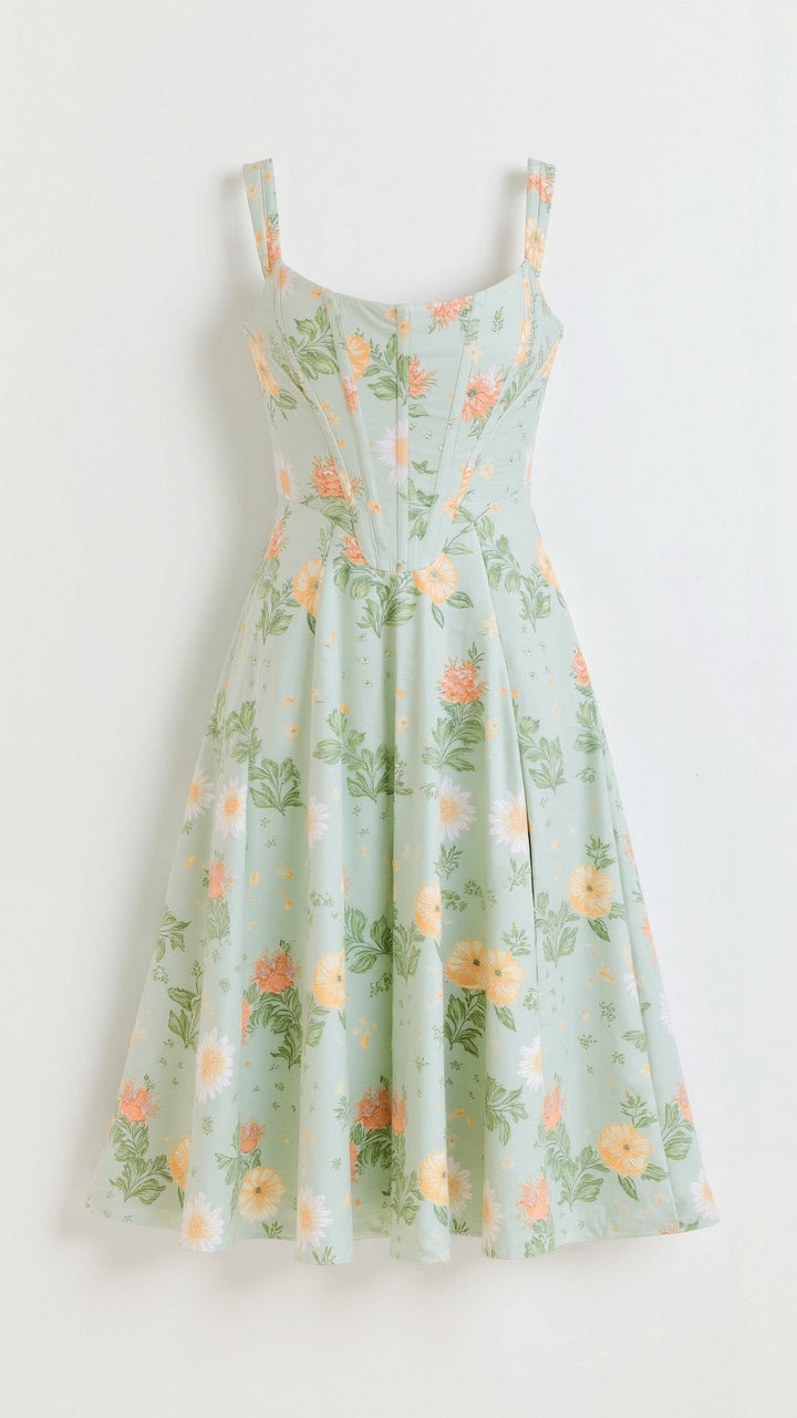 Beautiful women's floral midi dress, elegant sleeveless party wear for various occasions.