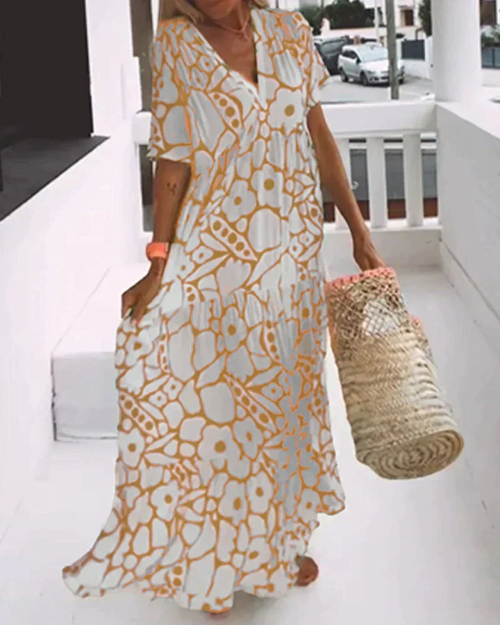 Comfortable women's loose fit maxi dress, ideal for summer vacations, spring wear & warm weather.