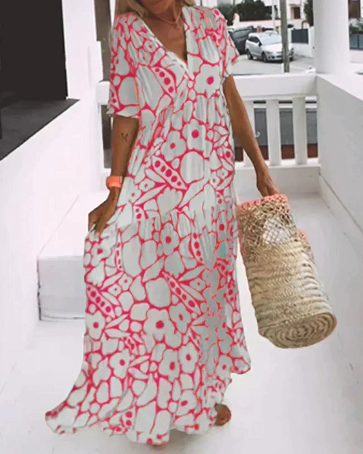 Elegant women's flowing sundress. A versatile lightweight maxi dress for spring, summer, and casual outings.