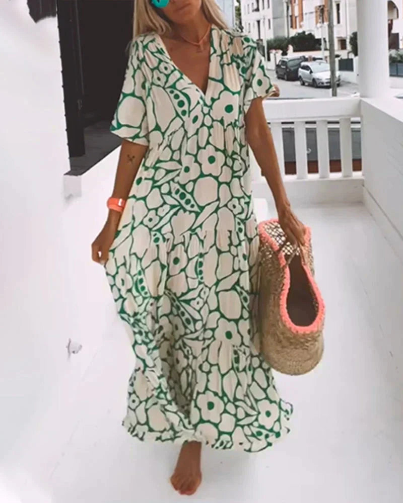 Women's spring/summer loose fit maxi dress. A light, flowing, & comfortable option for warm weather.