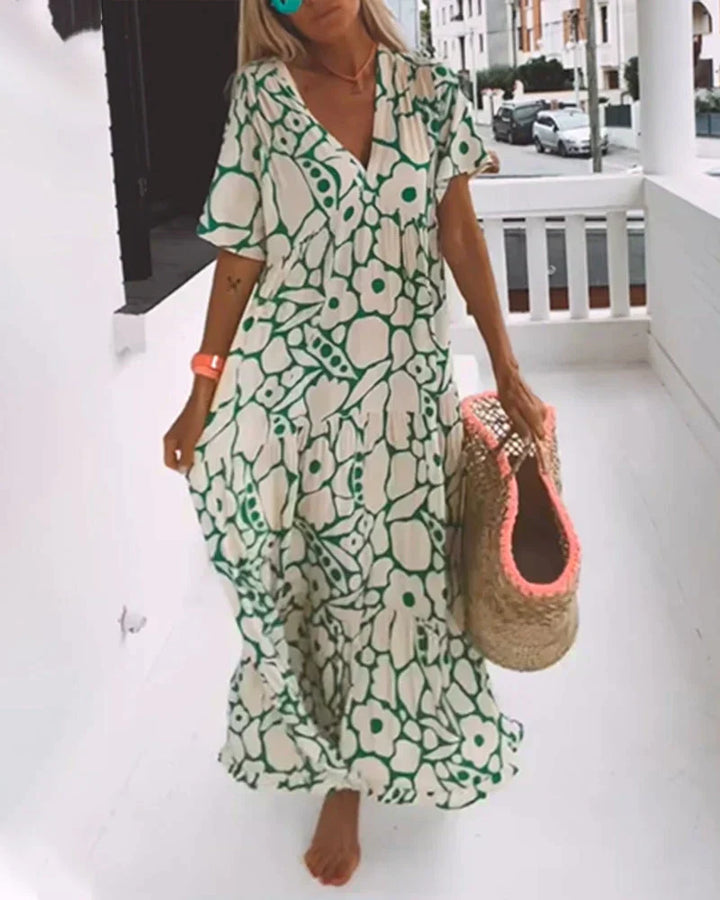 Women's spring/summer loose fit maxi dress. A light, flowing, & comfortable option for warm weather.