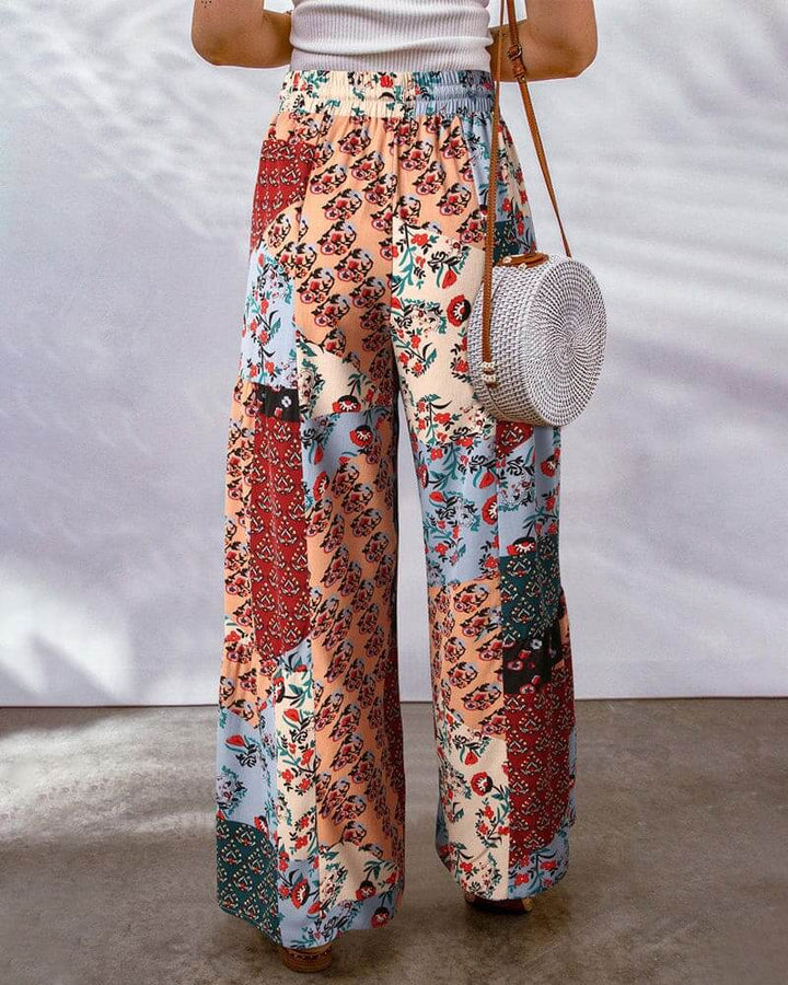 Comfortable women's palazzo pants with adjustable drawstring waist and elegant wide leg for versatile wear.