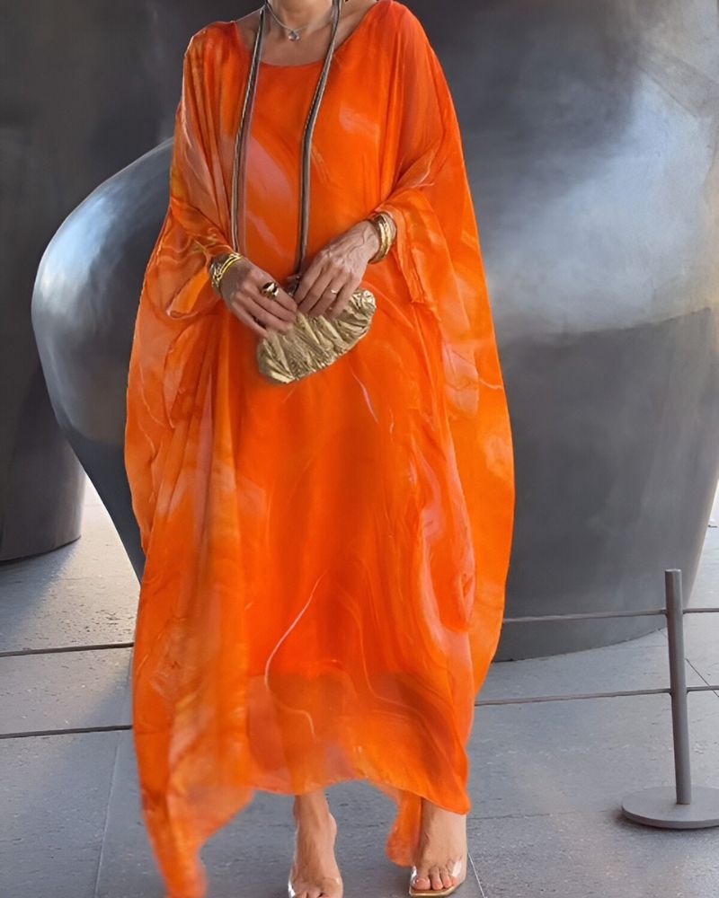 Elegant flowy maxi dress for women, ideal for holiday celebrations, special events, and formal parties.