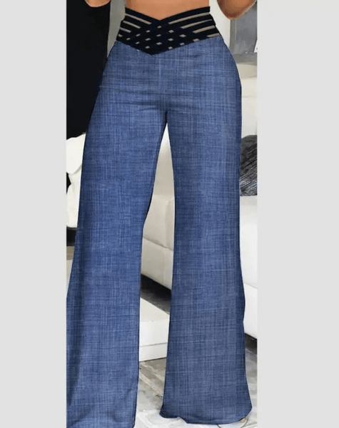 Elegant women's trousers, flowy wide-leg with high waist, perfect for formal or casual.