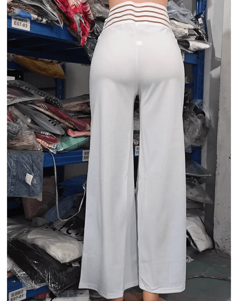 Women's comfortable flowy trousers, high-waisted wide leg, versatile for office to casual.