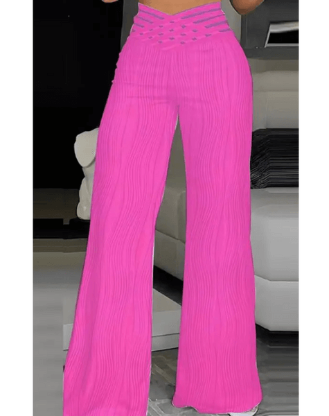 Comfortable & stylish high-waisted flowy wide-leg pants for women, versatile fashion bottom.