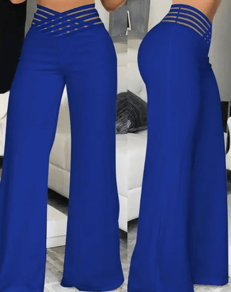 Women's flowy wide-leg trousers with high waist, chic and comfortable for daily wear.