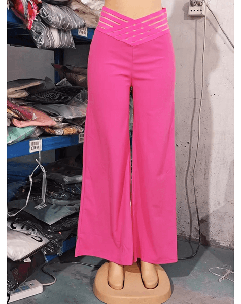 Versatile women's flowy wide-leg trousers, high-waisted design for comfort and style.
