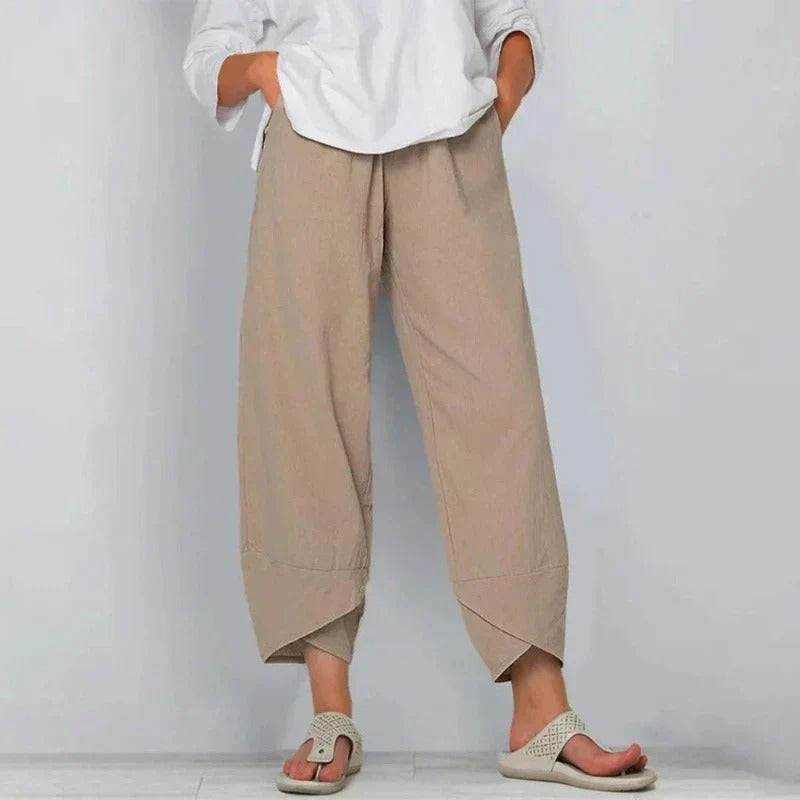 Women's flowy wide-leg pants, perfect for comfortable summer fashion & chic casual wear.