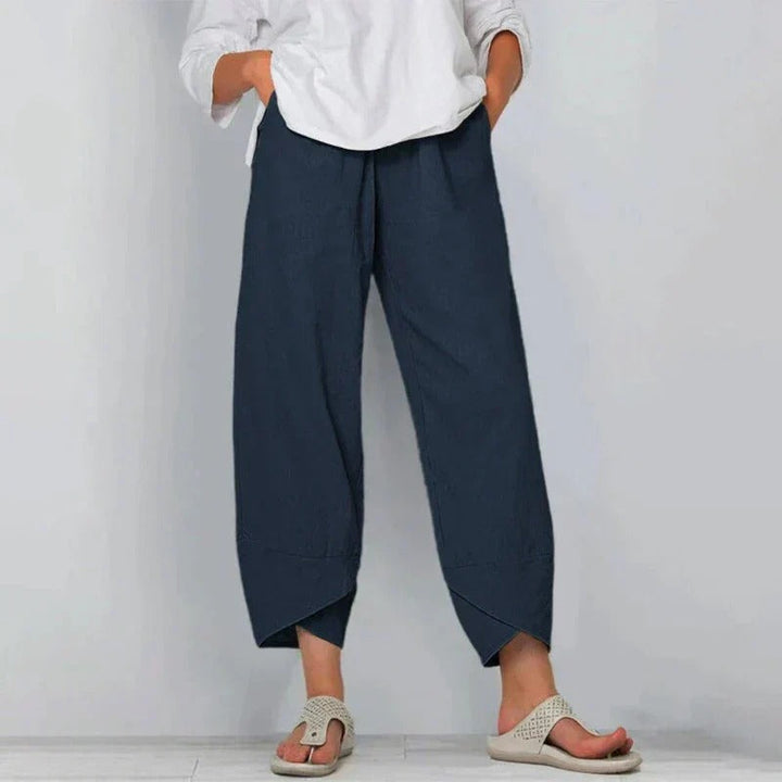 Comfortable wide-leg flowy pants for women, a relaxed fit essential for summer fashion & warm weather style.