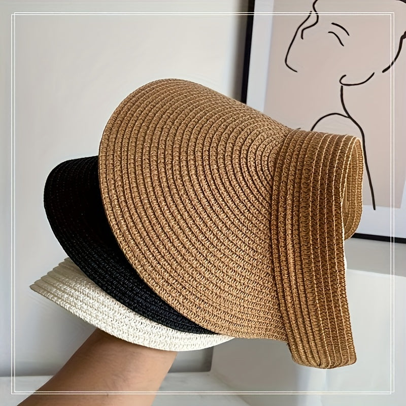 Women's foldable wide brim sun visor hat, perfect for summer sun protection & beachwear.