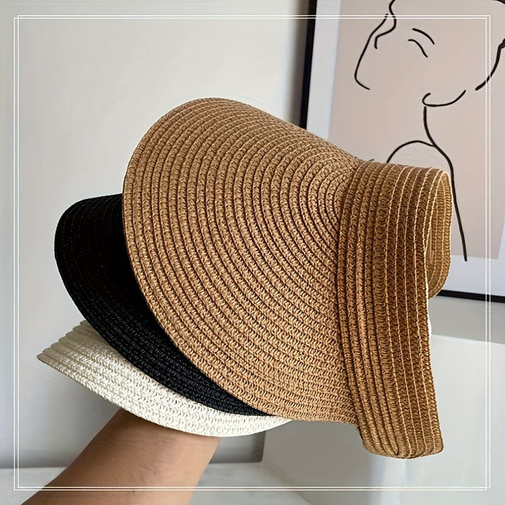 Women's foldable wide brim sun visor hat, perfect for summer sun protection & beachwear.