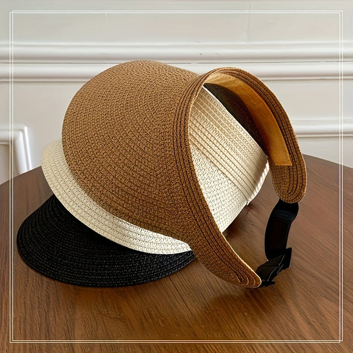 Lightweight women's foldable wide brim sun visor, perfect summer hat for travel, beach & sun protection.