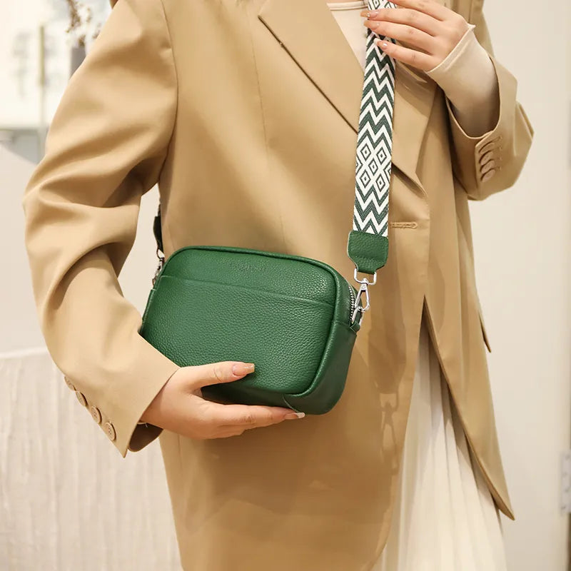 Luxe women's leather shoulder bag. Versatile genuine pebbled leather crossbody for everyday use.