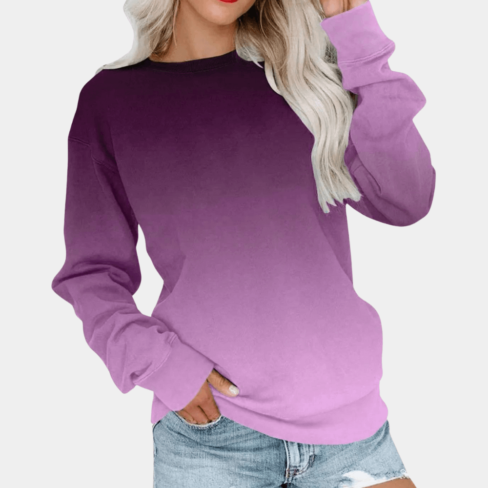 Stylish women's gradient pullover sweatshirt, perfect for all-season casual fashion. Comfortable breathable long sleeve.