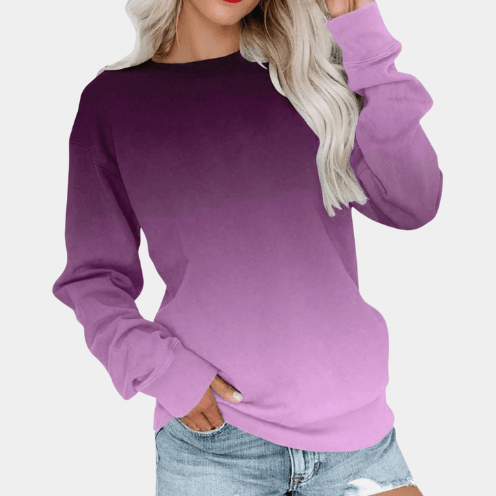 Stylish women's gradient pullover sweatshirt, perfect for all-season casual fashion. Comfortable breathable long sleeve.