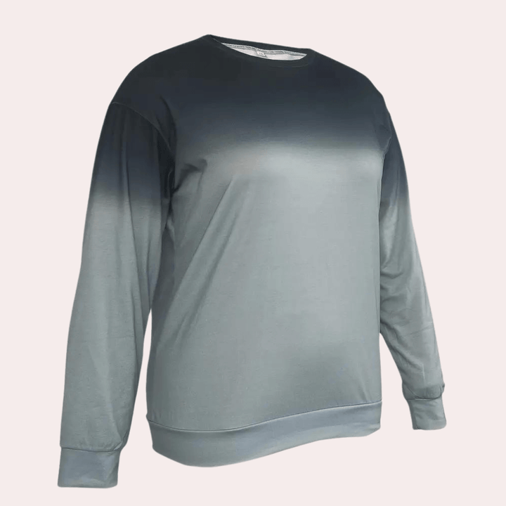 Comfortable women's gradient crewneck sweatshirt. Soft long sleeve pullover for stylish, breathable everyday apparel.