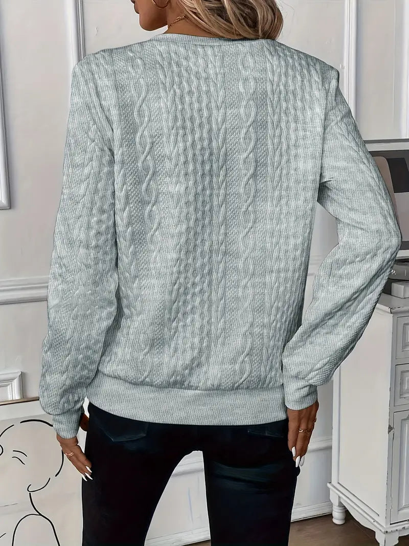 Everyday wear women's half-zip pullover jumper. Soft cable knit texture & ribbed hem.
