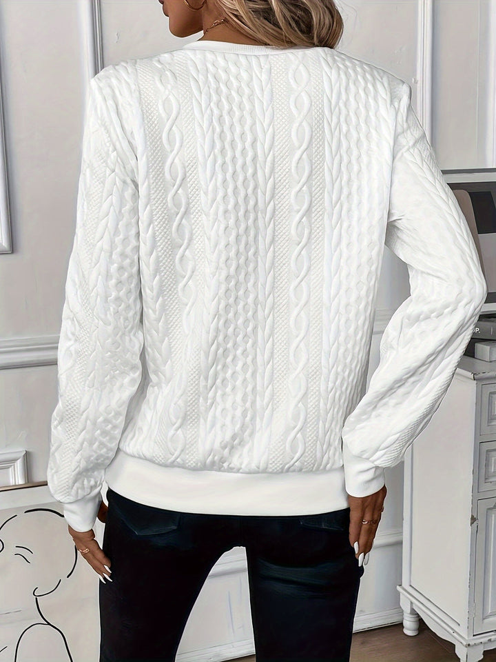Women's casual half-zip jumper, ribbed hem for a comfortable fit. Versatile long sleeve.