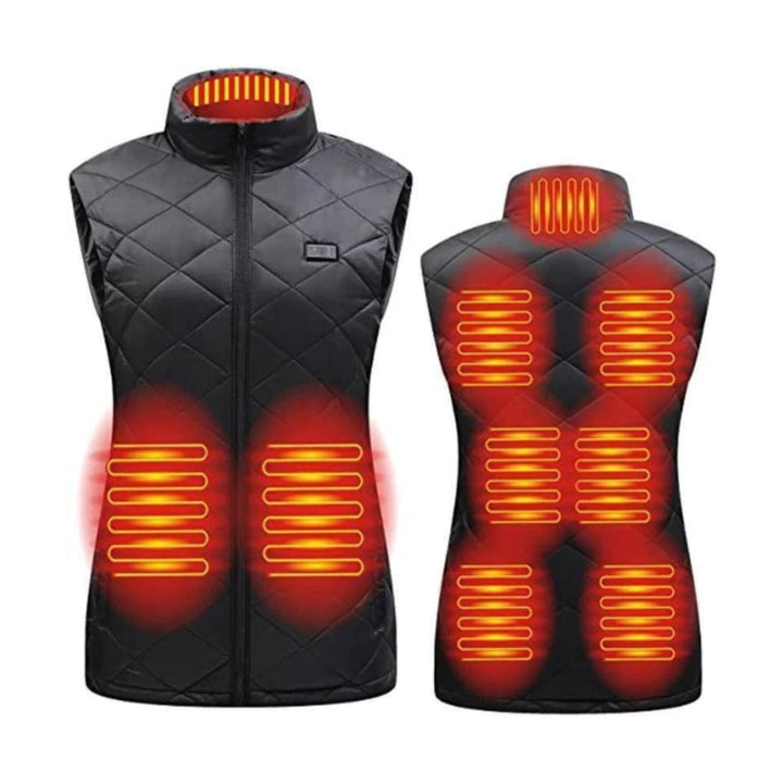 Women's apparel: electric heated vest. Slim fit gilet, ideal for outdoor winter warmth & cold weather.