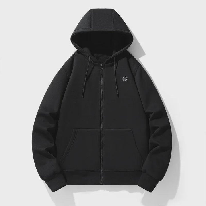Casual women's heated zip-up hoodie, offering ultimate winter warmth. Essential warm clothing for cold weather.