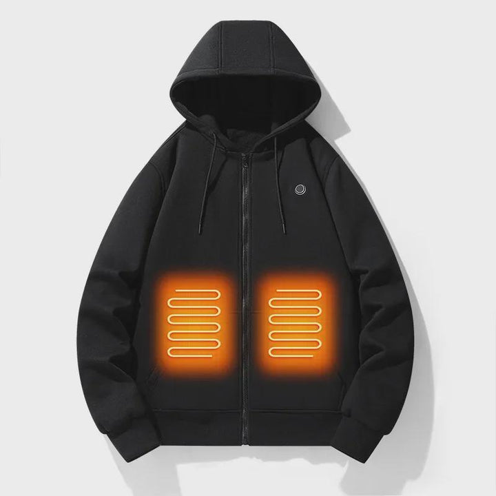 Durable women's heated zip-up jacket. Thermal outerwear with electric heating for ultimate cold weather comfort.