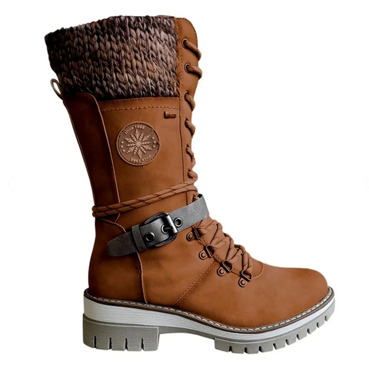 Waterproof Amelia high ladies winter boots. Orthopedic design provides comfort & style for cold-weather adventures.