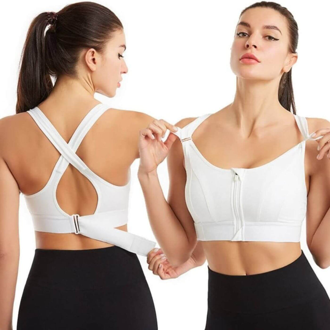 Moisture-wicking high-support women's sports bra. Provides ultimate comfort & flexibility for workouts.