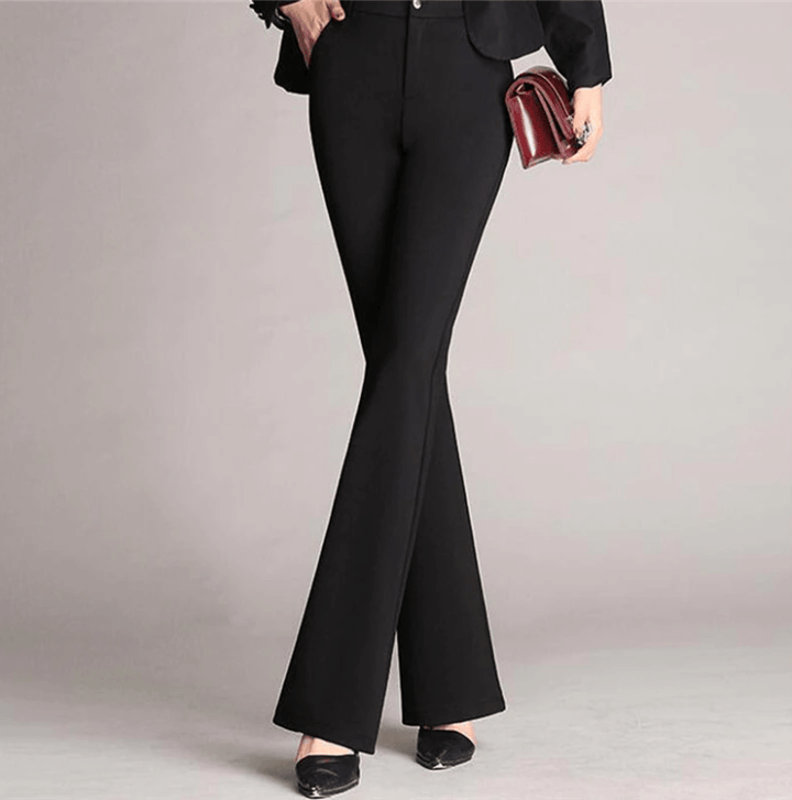 Women's high-waist flared work pants, perfect for office wear & professional business casual outfits.