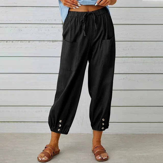 Women's high waist, relaxed fit wide leg pants in a comfortable fabric, perfect for versatile everyday style.