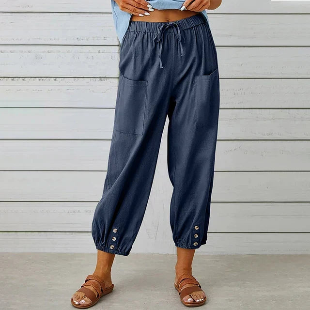 Stylish women's high waist pants, designed with a comfortable relaxed fit and flattering wide-leg silhouette.