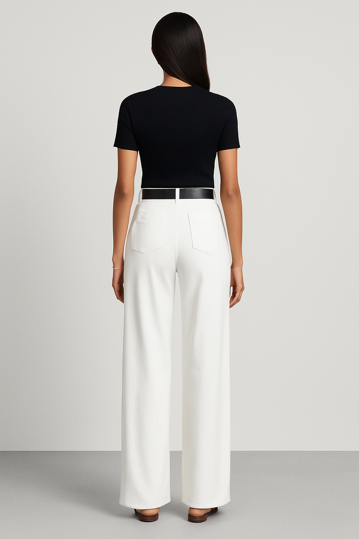 Elegant women's high-waist wide-leg tailored pants, offering a sophisticated and comfortable fit.