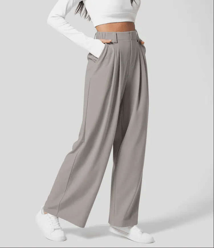 Fashionable women's wide leg pants with high waist, offering comfort and versatile style for any outfit.