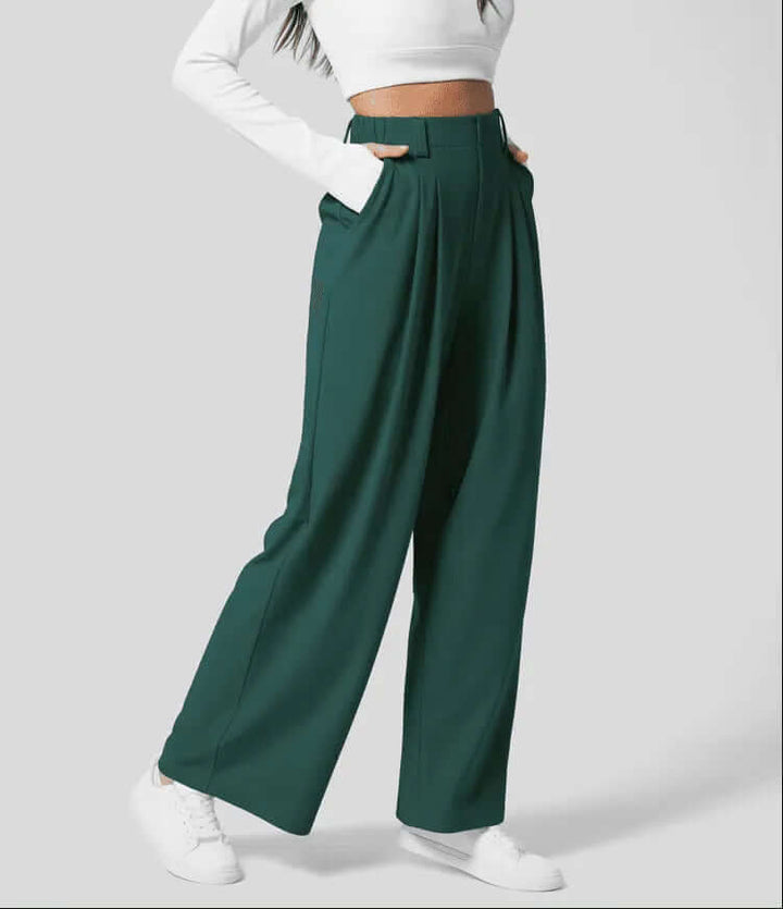 Chic women's high waist wide leg trousers, designed for effortless style and all-day comfort.