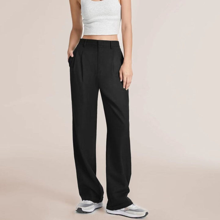 Women's high waist wide-leg trousers, tailored fit for elegant comfort. Perfect full-length versatile pants.