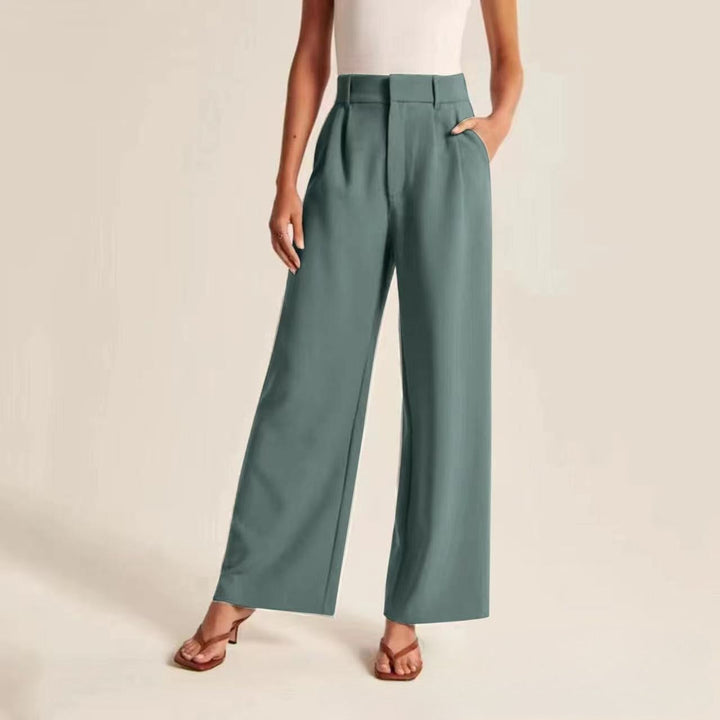 Full-length women's tailored wide-leg pants, high-waisted for a flattering silhouette and comfortable fit.