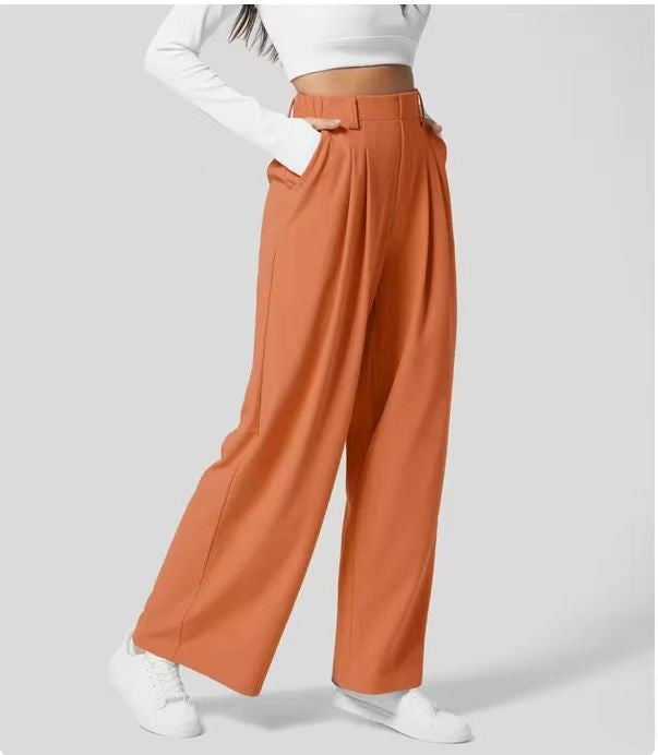Fashionable women's wide-leg trousers, high-waisted design for a modern, elegant look. Comfortable & versatile.