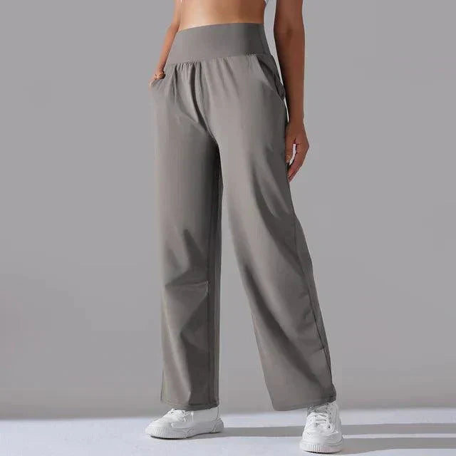 Premium women's wide-leg high-waisted yoga pants, featuring a soft, breathable design.