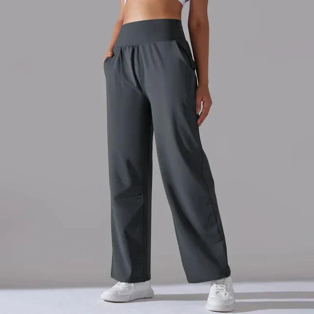 Trendy high-waist wide-leg yoga pants for women, perfect for fitness, lounge & casual wear.