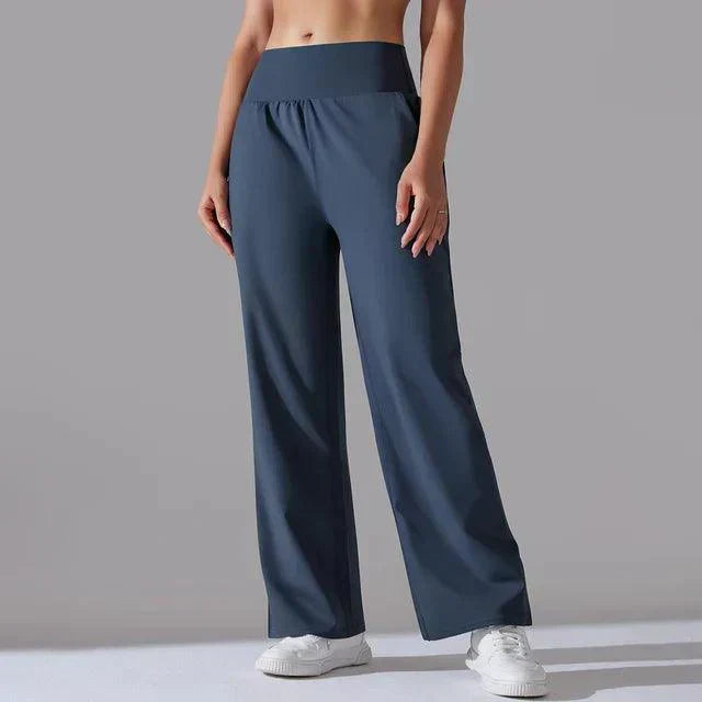 Women's comfortable wide-leg high-waisted pants, ideal for yoga, pilates, or relaxation.
