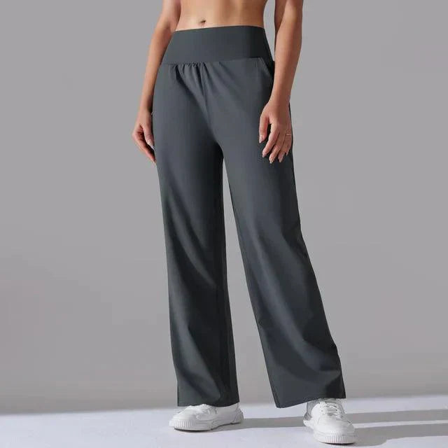 Comfortable women's high-waist wide-leg athletic pants, ideal for yoga and daily wear.