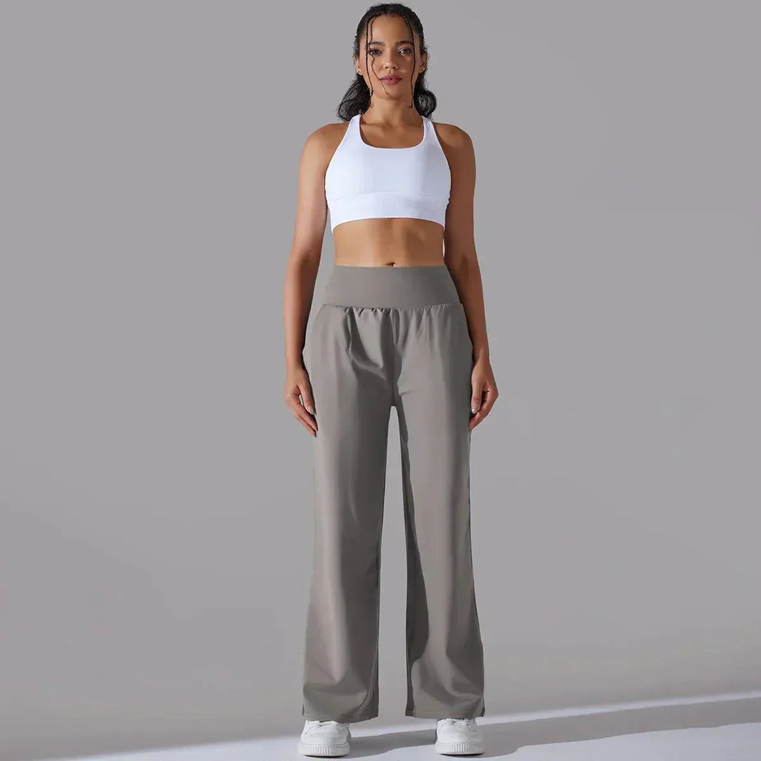 Versatile women's high-waist wide-leg pants, suitable for yoga, lounging, and everyday comfort.