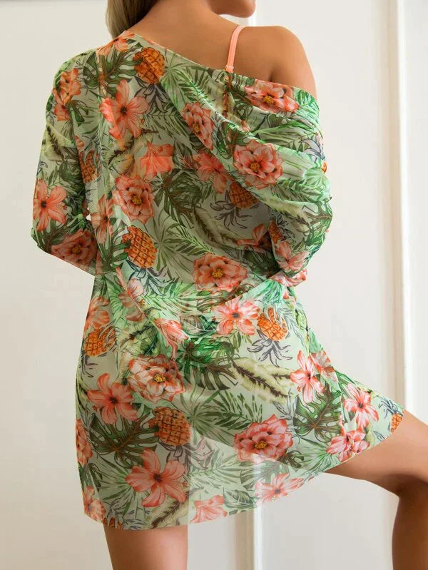 Vibrant women's high waisted bikini, modern twist top, perfect for sunny beach days.