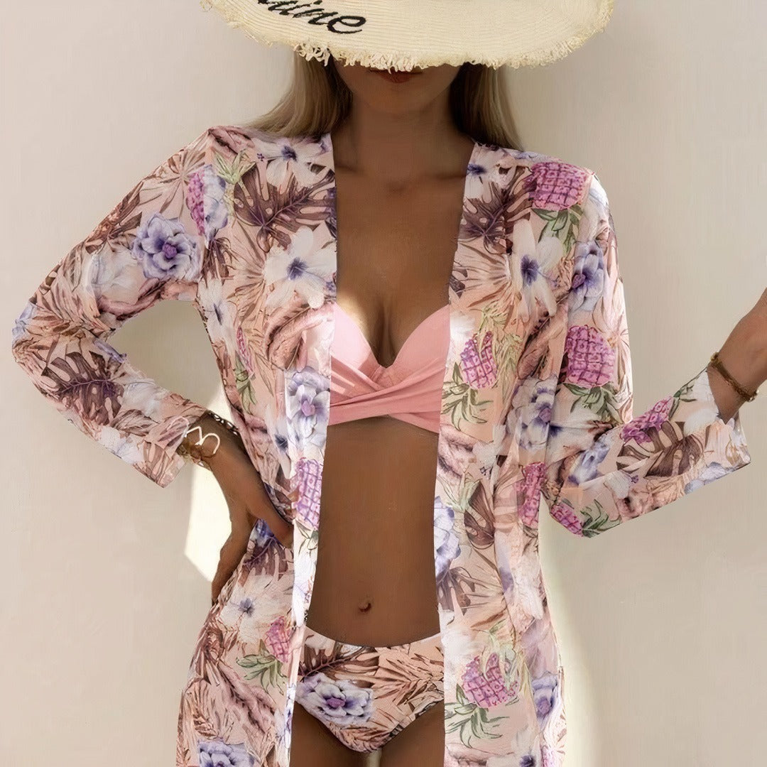 Two-piece women's swimwear: high waisted bottom & modern twist top for a flattering fit.