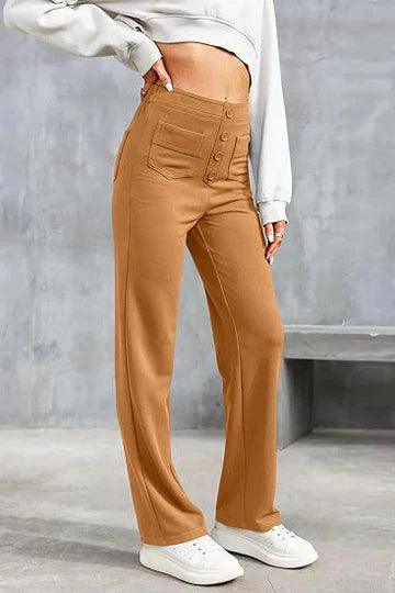 Modern women's casual high-waist pants, offering comfort and style for versatile daily fashion.