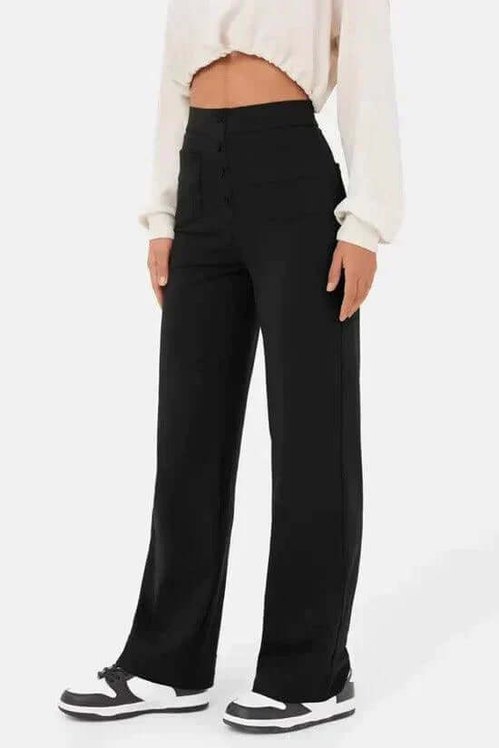 Chic women's high-waisted casual trousers, comfortable and versatile for modern everyday fashion.