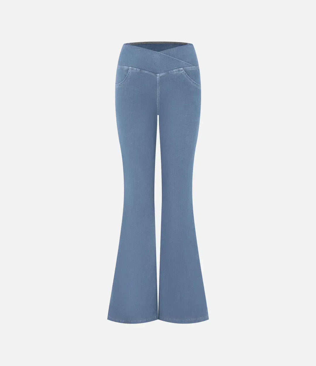 Retro women's high-waisted elastic flared jeans, comfortable & stylish for casual outfits.