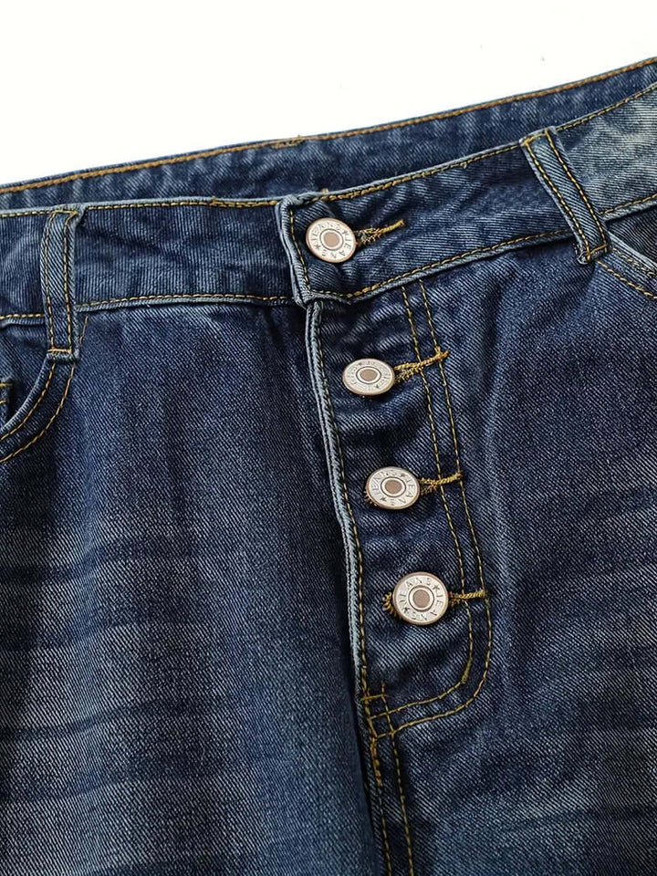 Versatile women's high-waisted loose denim pants for casual and comfortable fashion.